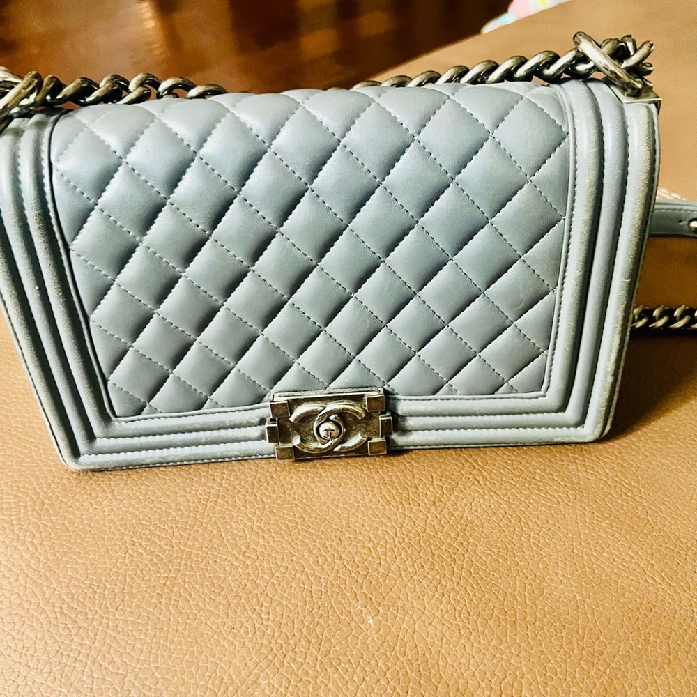 Quilted Chain Shoulder Chanel style Bag - Gray